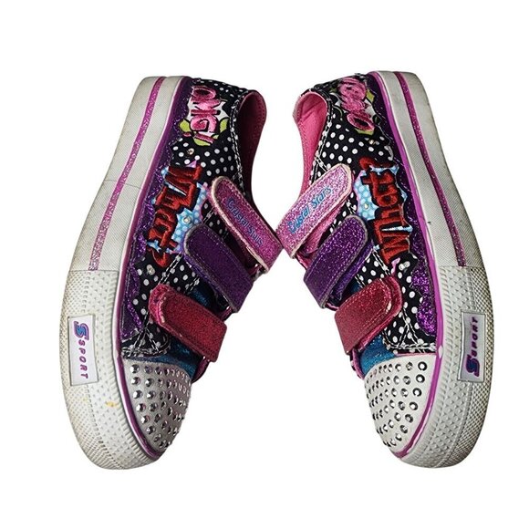 Skechers Twinkle Toes Low Top Sneakers Pink Purple Sparkles Size 2 - Picture 9 of 10